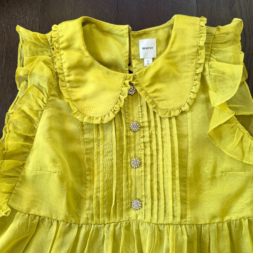 ANTHROPOLOGIE'S Maeve Peter Pan Collar Sheer Pintuck Babydoll Tank - Picture 7 of 9